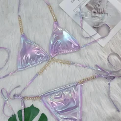 Pink Glitz Micro Bikini - Purple, M