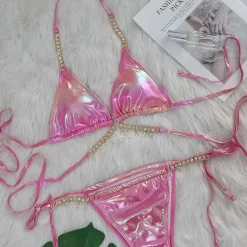 Pink Glitz Micro Bikini - Pink, L