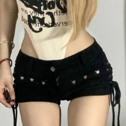 Lace-Up Studded Shorts