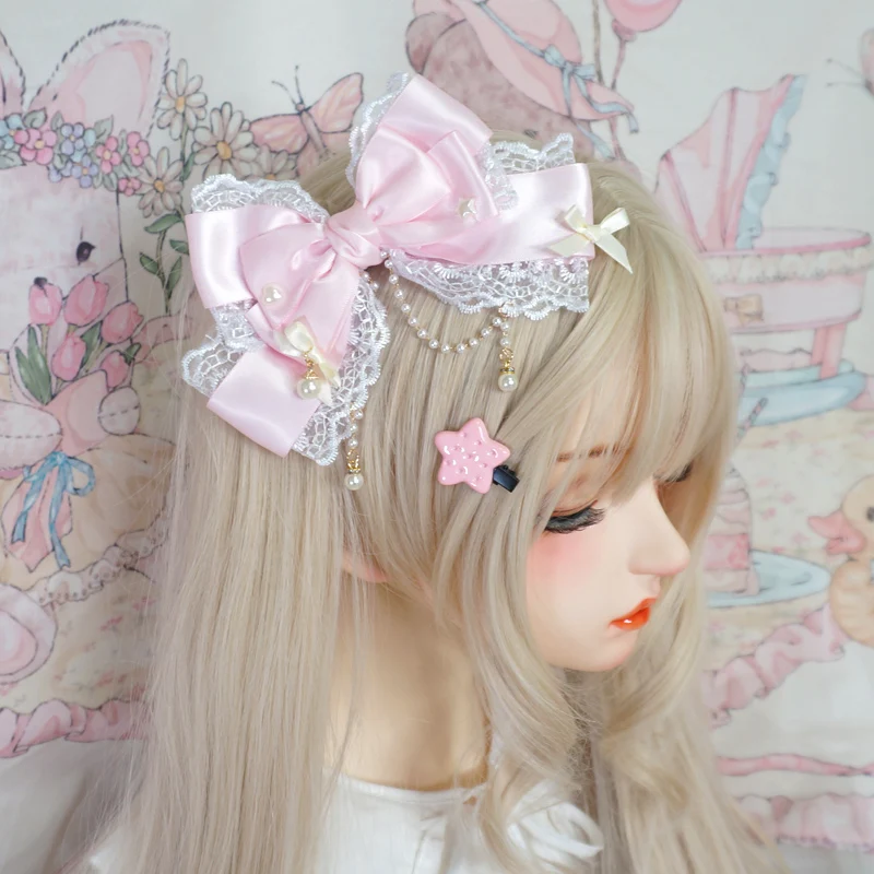 Lolita Bow Pearl Headpiece