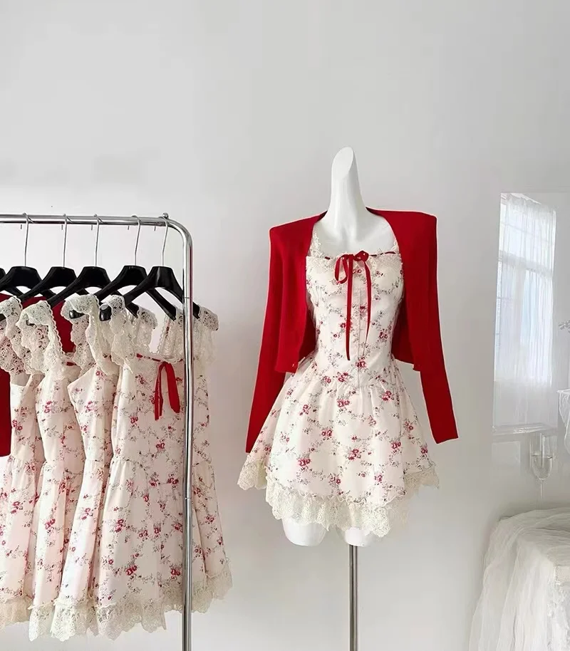 Floral Cardigan Dress Set - Image 6