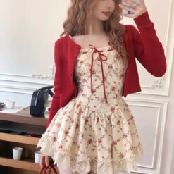 Floral Cardigan Dress Set