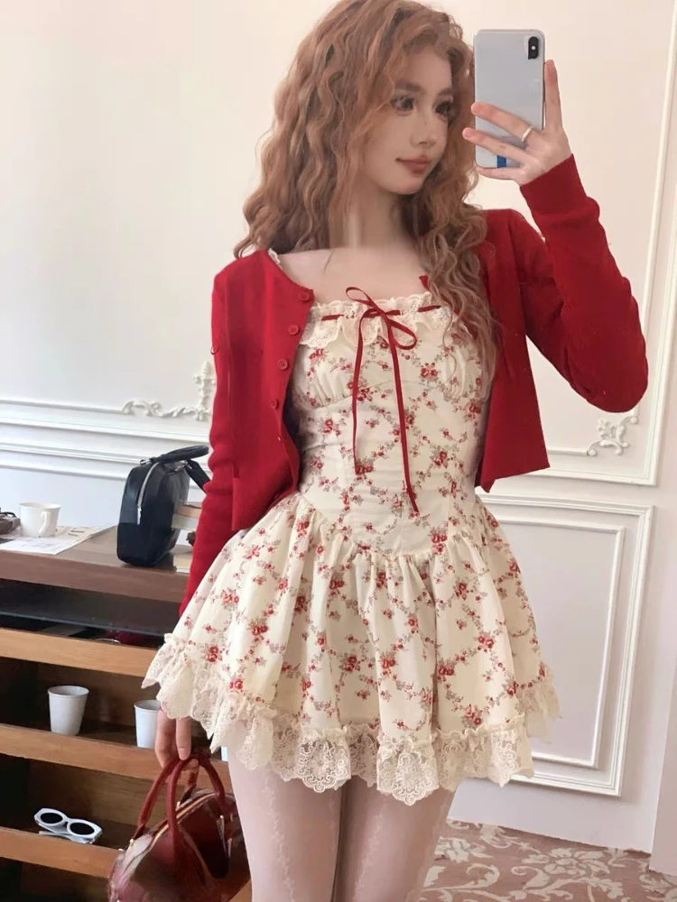 Floral Cardigan Dress Set