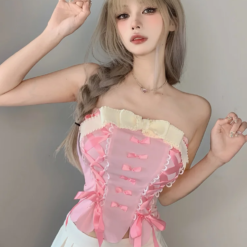 Pink Drawstring Tie Top