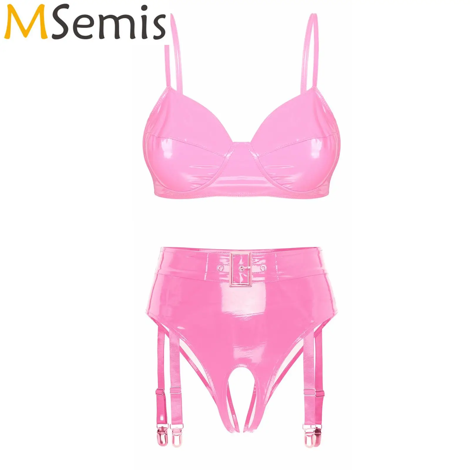 Wet Look Patent Lingerie Set