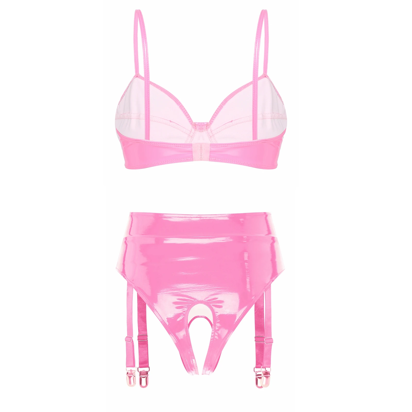 Wet Look Patent Lingerie Set - Image 2