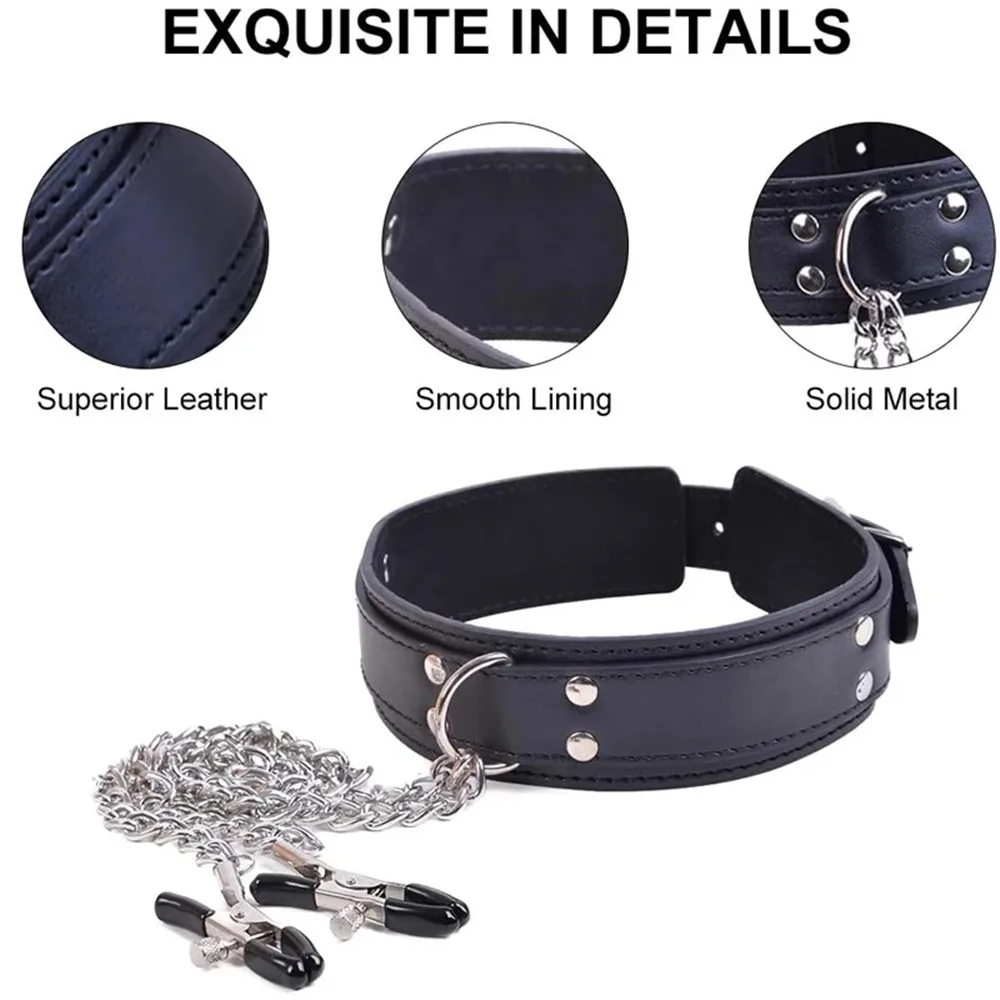 BDSM Bondage Restraint Equipment Metal Chain Nipple Clamp Neck Collar Handcuffs Adult Erotic Sex Toys For Woman Men Couples Game BDSM Bondage Restraint Equipment Metal Chain Nipple Clamp Neck Collar Handcuffs Adult Erotic Sex Toys For Woman Men Couples Game