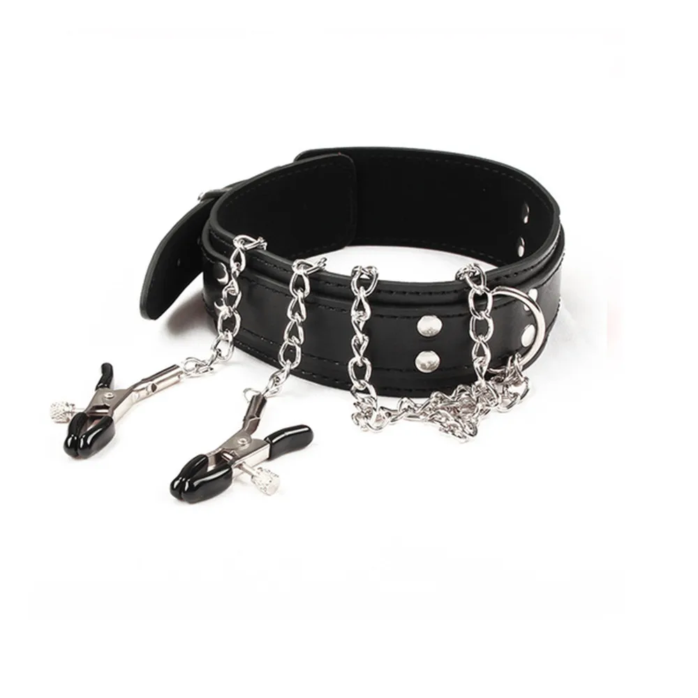 BDSM Bondage Restraint Equipment Metal Chain Nipple Clamp Neck Collar Handcuffs Adult Erotic Sex Toys For Woman Men Couples Game BDSM Bondage Restraint Equipment Metal Chain Nipple Clamp Neck Collar Handcuffs Adult Erotic Sex Toys For Woman Men Couples Game