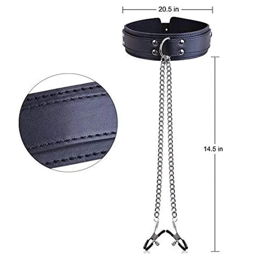 BDSM Bondage Restraint Equipment Metal Chain Nipple Clamp Neck Collar Handcuffs Adult Erotic Sex Toys For Woman Men Couples Game BDSM Bondage Restraint Equipment Metal Chain Nipple Clamp Neck Collar Handcuffs Adult Erotic Sex Toys For Woman Men Couples Game