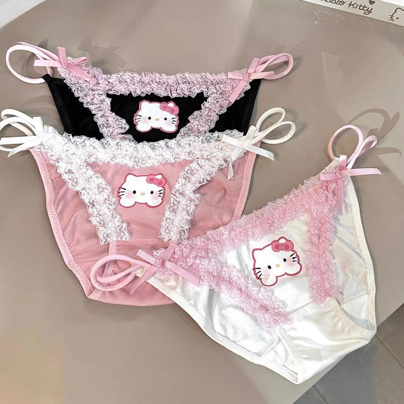 Sanrio Hello Kitty Lace Briefs Cartoon Sexy Woman Lace Panty Y2K Creative Sweet Girl Low Waist Hip Lifting Briefs Birthday Gifts Sanrio Hello Kitty Lace Briefs Cartoon Sexy Woman Lace Panty Y2K Creative Sweet Girl Low Waist Hip Lifting Briefs Birthday Gifts