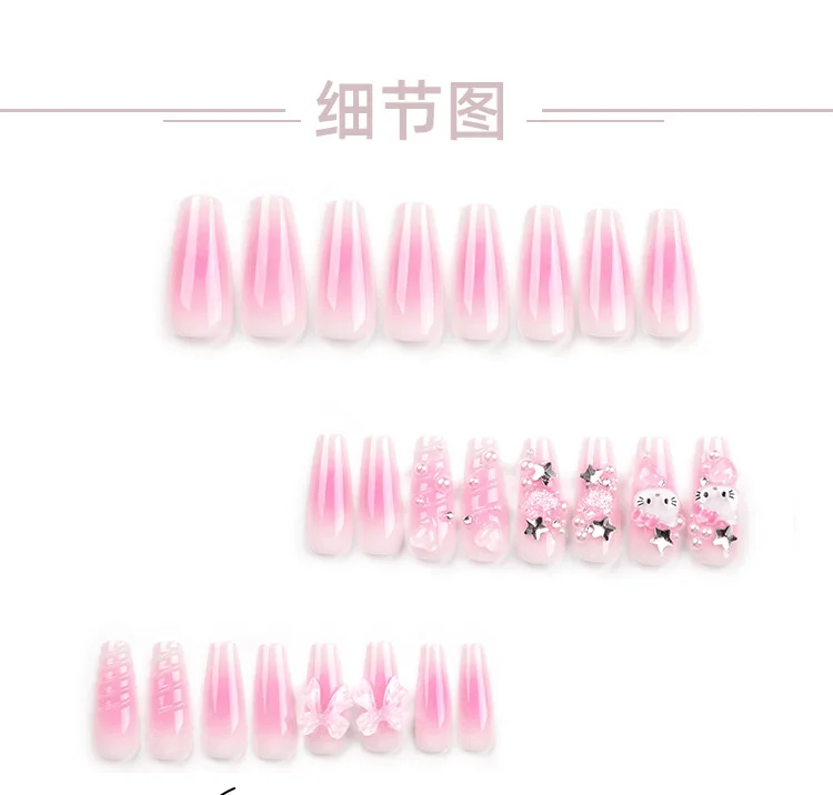 HelloKitty Press on False Nail Sanrio Accessories Y2k Kawaii Cartoon Design Fake Nails Long Detachable Manicure Girls Gift HelloKitty Press on False Nail Sanrio Accessories Y2k Kawaii Cartoon Design Fake Nails Long Detachable Manicure Girls Gift