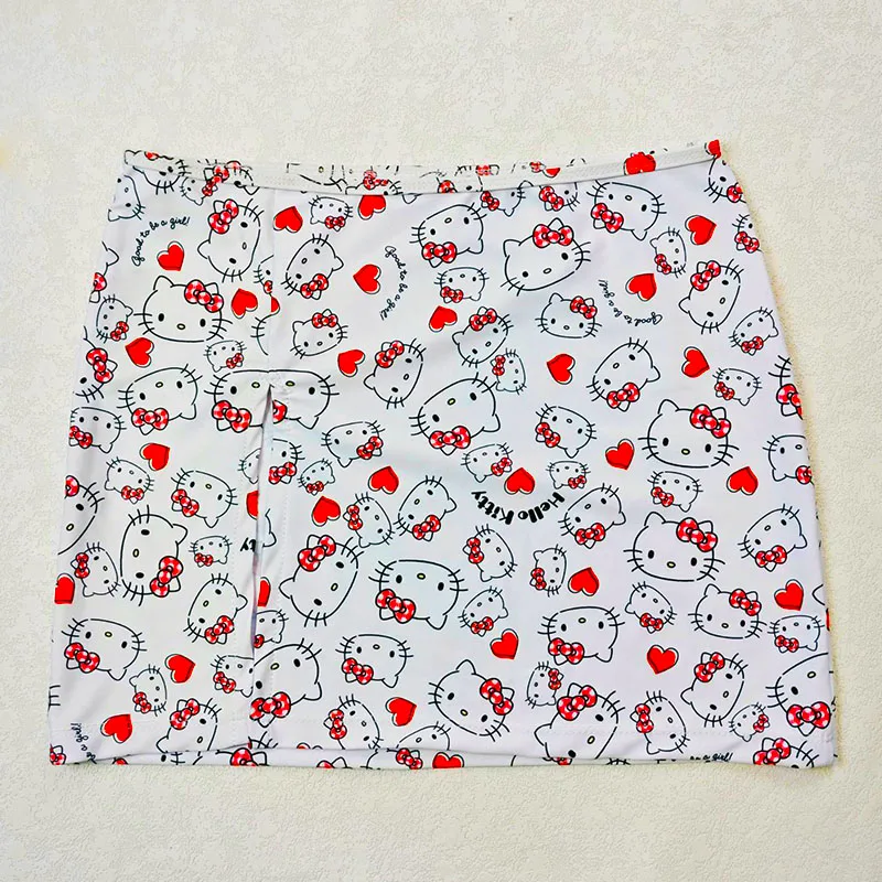 Sanrio Hello Kitty Bikini Women High Waisted Bikini Sexy Push Up Crop Top Summer Beach Swimsuit 3Piece Bathing Suit Swim Gift