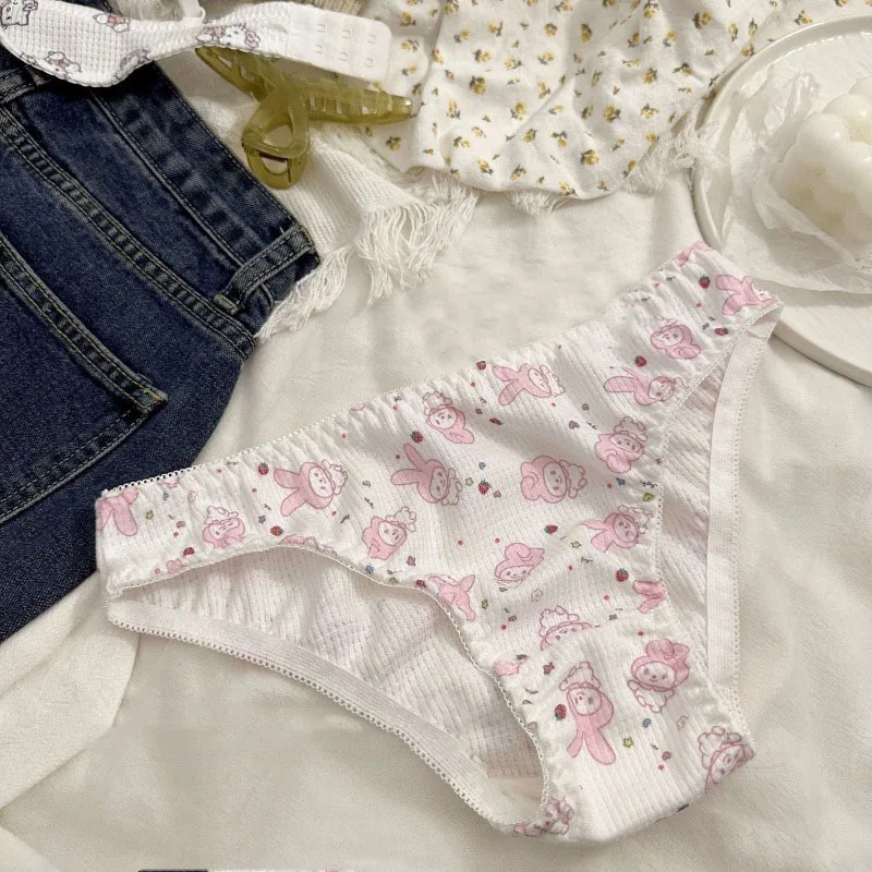 Sanrio Hello Kitty Women Panties Bra Undergarments Suits Sexy Panties Low-waisted Teenage Underwear Kawaii Cute Bra Seamless Set
