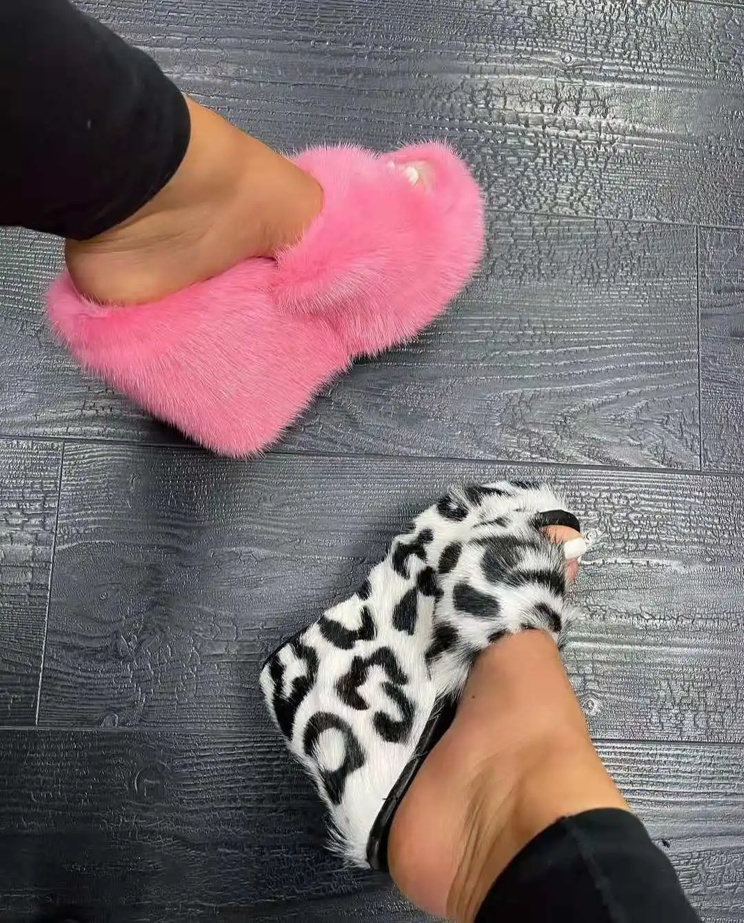 New Fur Slippers Women's Wedge Heel Shoes Women High-heeled Furry Drag Fashion Outdoor All-match Shoes Slippers Furry Slides New Fur Slippers Women's Wedge Heel Shoes Women High-heeled Furry Drag Fashion Outdoor All-match Shoes Slippers Furry Slides