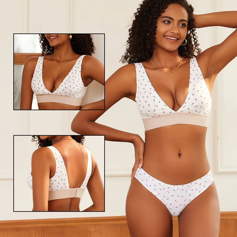 Sexy Seamless Push Up Bra Deep V Bra For Women Leopard Backless Brassieres Padded Tank Tops Female Ladies Bras Intimates