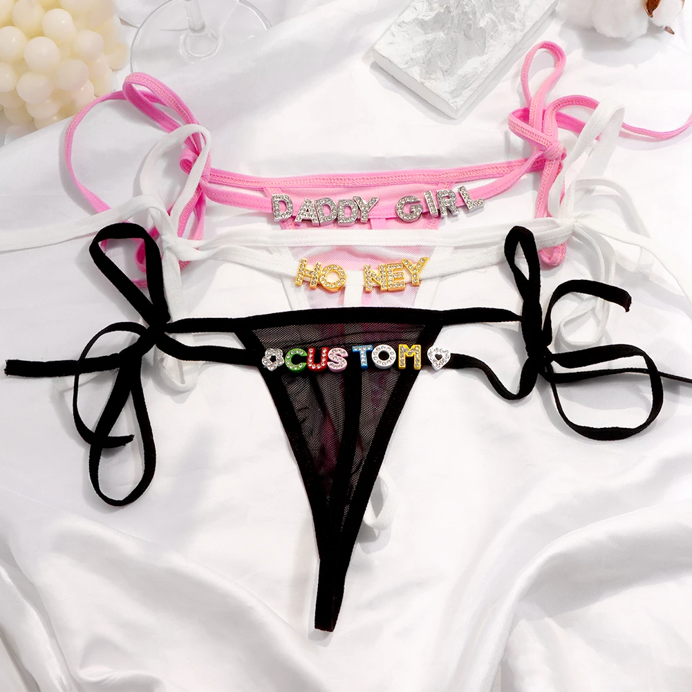 Custom Name Rhinestone Thong