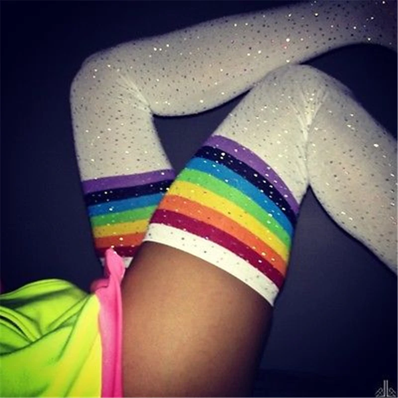 Rhinestone Thigh-High Socks