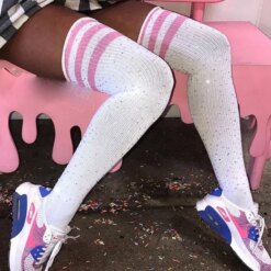 Rhinestone Thigh-High Socks - H