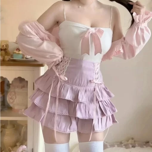 Feminized Bambi Lace-Up Skirt