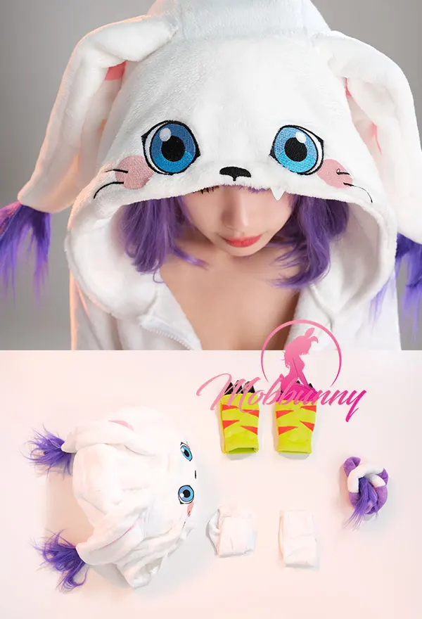 MOBBUNNY Women Sexy Fluffy Hooded Bodysuit Deep V Kawaii one piece Lingerie Rompers with Gloves and Socks MOBBUNNY Women Sexy Fluffy Hooded Bodysuit Deep V Kawaii one piece Lingerie Rompers with Gloves and Socks