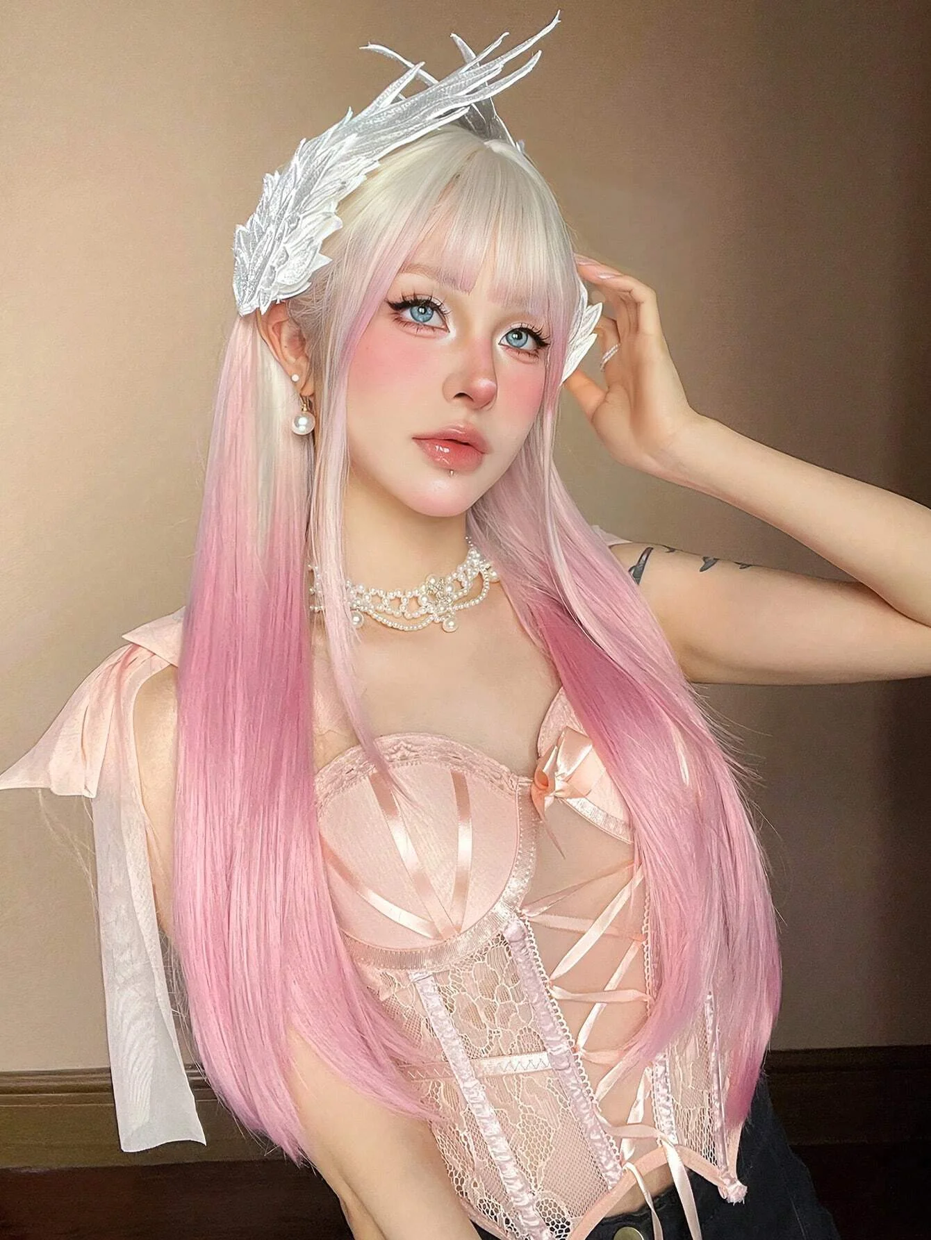 Pink Blonde Ombre Wig - Image 2