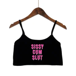 Sissy Cumslut Crop Top - Black 4, M