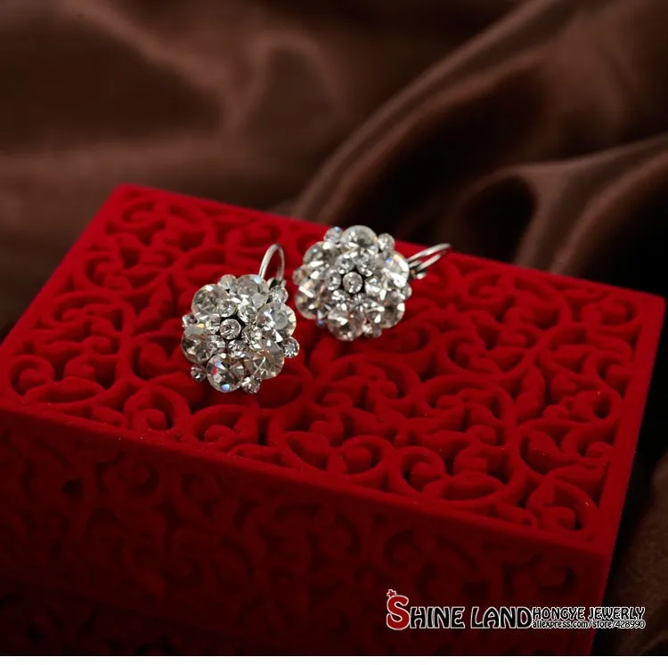 Clip-On Floral Crystal Rhinestone Earrings Clip-On Floral Crystal Rhinestone Earrings