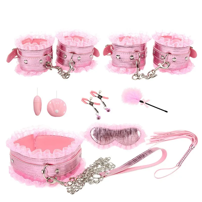 New BDSM Kits Pink Bondage Set Adult Game Handcuffs & Ankle Cuffs Adults Erotic Sex Toys for Woman Couples Games Sex Products