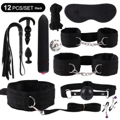 BDSM Bondage Starter Kit - 12pc-Black