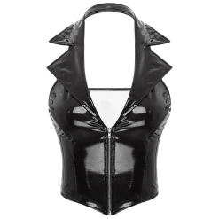 Bubbly Sarah Leather Top - Black, M