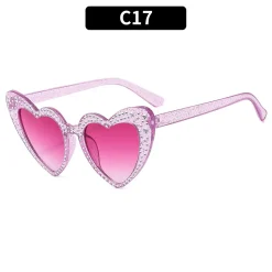 Femboy Crystal Peach Sunglasses - C17 Glitter Purple