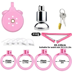 Strapon Flat Chastity Cage - FRRK-3216A-pink-PU3