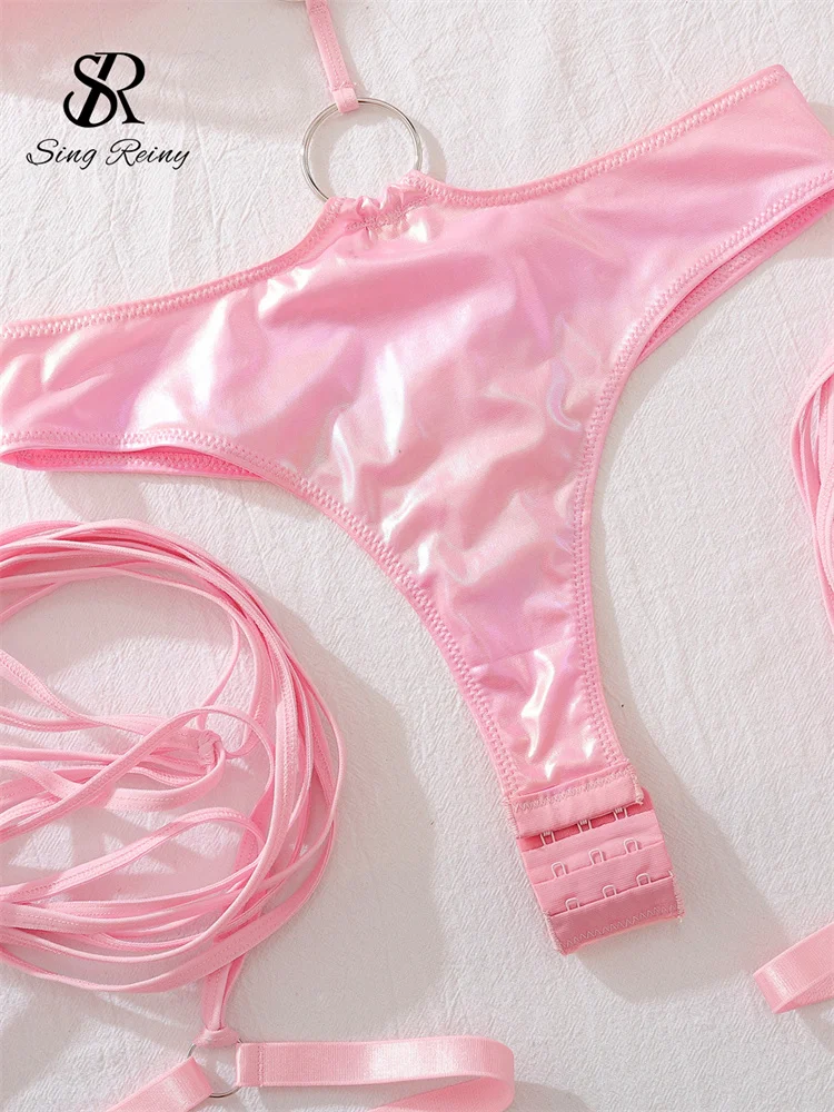 Pink PU Hollow-Out Bodysuit - Image 5