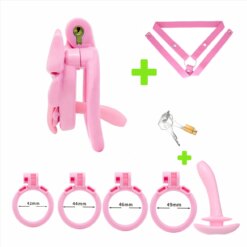 Bow-Tie Sissy Chastity Cage - pink7
