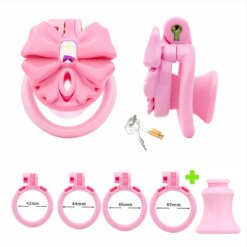Bow-Tie Sissy Chastity Cage - Pink2