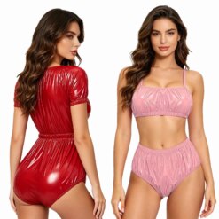 Metallic Glossy Bikini Set