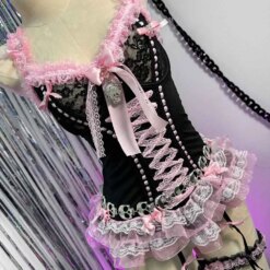 Pastel Goth Pink Corset Top