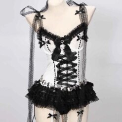 Pastel Goth Pink Corset Top - XL, Black
