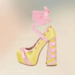 Ribbon Lace-Up Platform Heels - Image 5