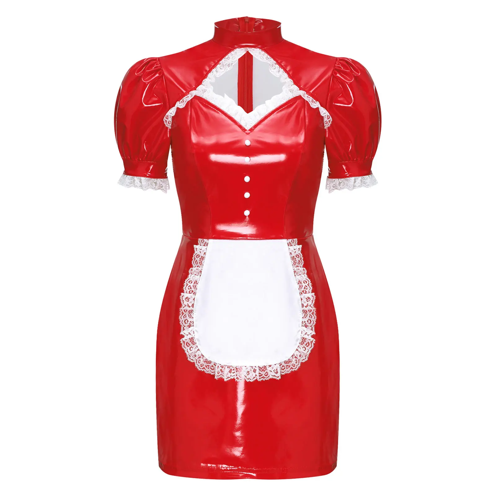 Glossy Latex Maid Costume - Image 5