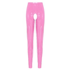 Glossy Crotchless Latex Tights - Image 2