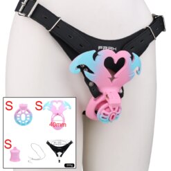 Angel Heart Chastity Cage - S-Pink-Ring-40mm-PU