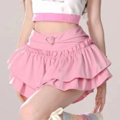 Heart Buckle Ruffle Skirt