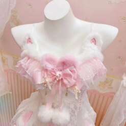 Kawaii Kitty Lace Crop Top - Image 4