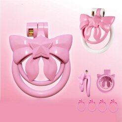 Pink Bow Flat Chastity Cage
