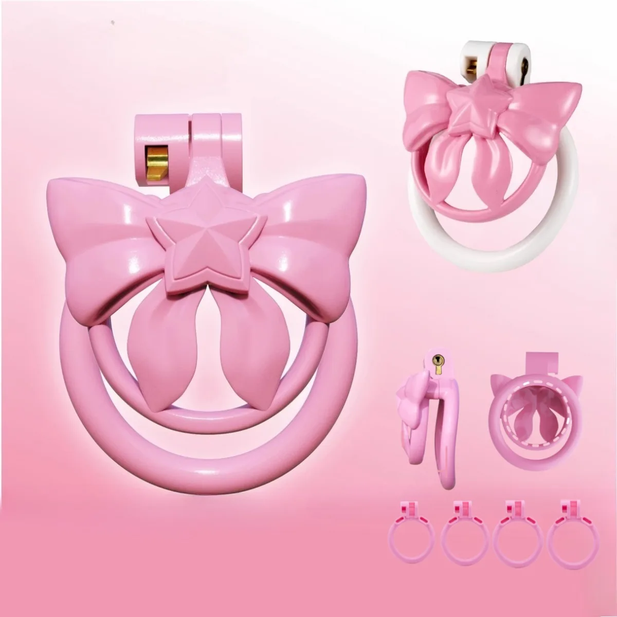 Pink Bow Flat Chastity Cage