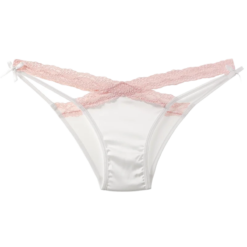 French Satin Tease Panties - L, White pink