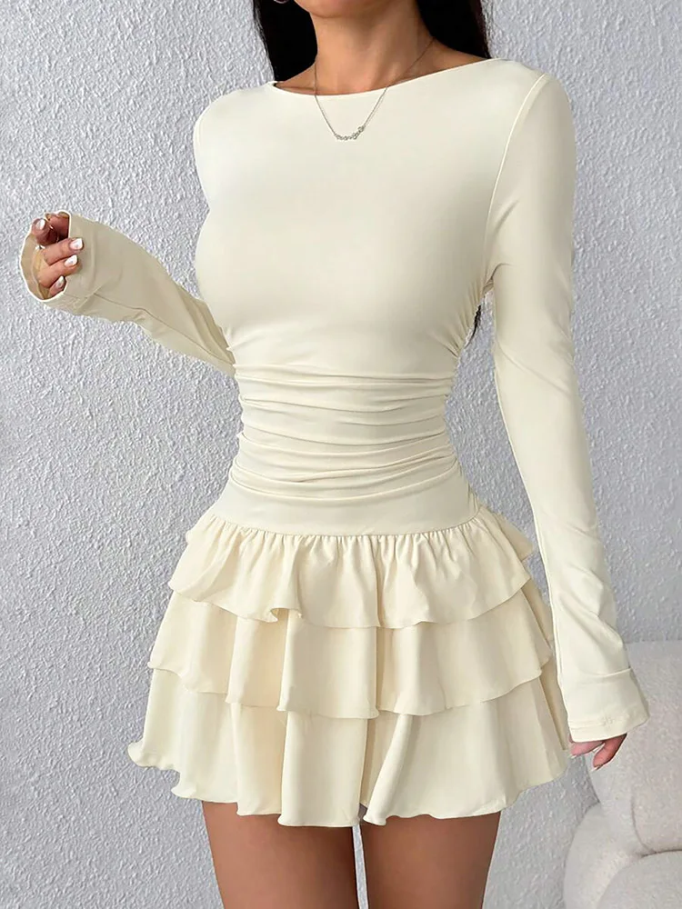 Ruffle Cascade Mini Dress