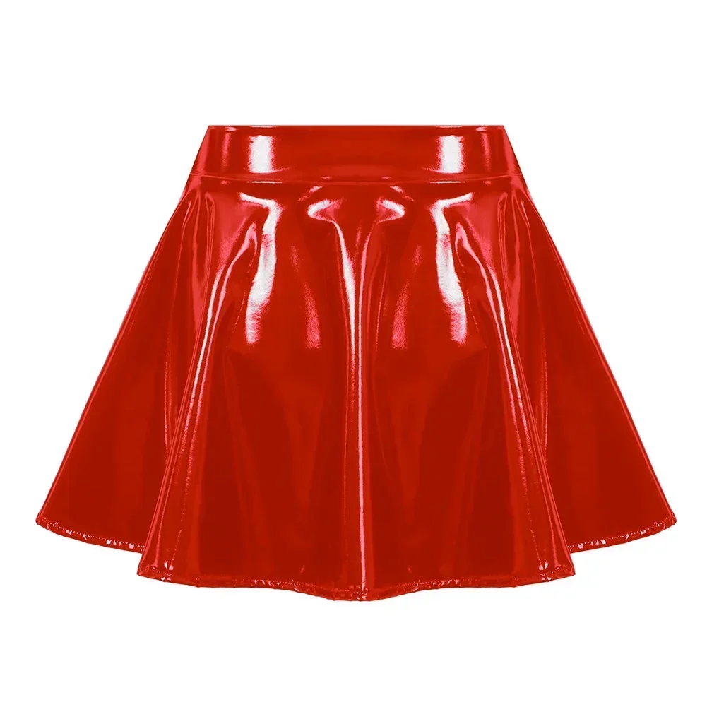 Patent Gloss Pleated Skirt - Image 3