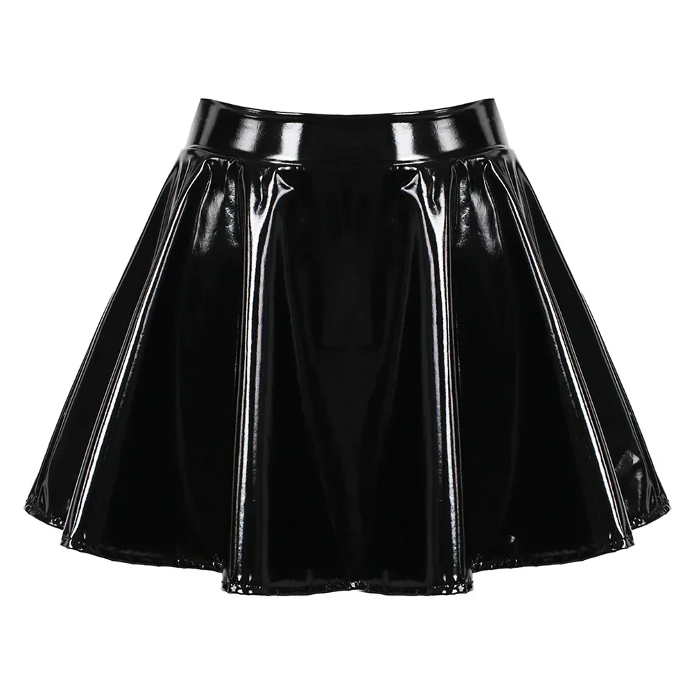 Patent Gloss Pleated Skirt - Image 2